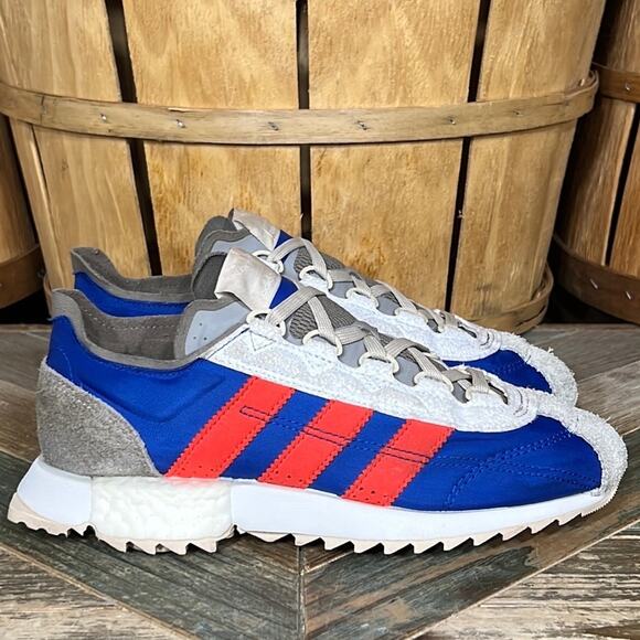 Adidas SL 7600 Gray Red Royal Blue Suede Synthetic EG6780 Sneakers Womens Size 7 - Picture 1 of 11